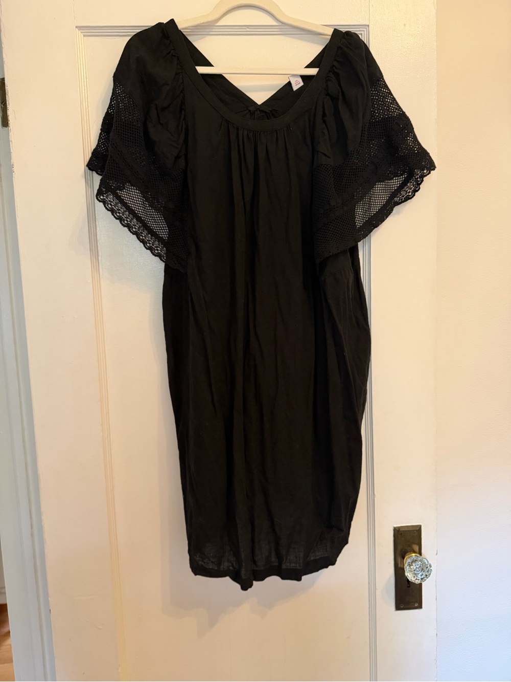 Old Navy Black Crochet-Sleeve Slip Chemise